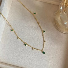 Bylin Gold Minik Baget Taş Charmlı 925 Ayar Gümüş Kolye