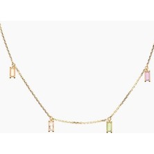 Bylin Gold Minik Baget Taş Charmlı 925 Ayar Gümüş Kolye