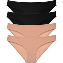 Royaleks 4 Adet Süper Eko Set Likralı Kadın Slip Külot Siyah Ten