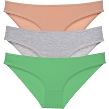 Royaleks 3 Adet Süper Eko Set Likralı Kadın Slip Külot Ten Gri Yeşil