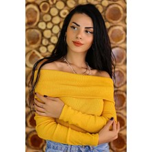 Kasheha Hardal Madonna Yaka Kaşkorse Uzun Kollu Bluz - GİY00011