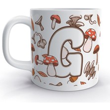 Rock'n Fox G Harfi Mantar Sonbahar Tasarım Desenli Harfli Kupa Bardak