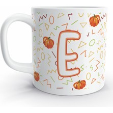 Rock'n Fox E Harfi Balkabağı  Tasarım Renkli Harfli Kupa Bardak