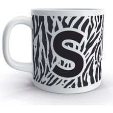 Rock'n Fox S Harfi Zebra  Tasarım Desenli Harfli Kupa Bardak