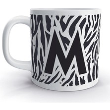 Rock'n Fox M Harfi Zebra  Tasarım Desenli Harfli Kupa Bardak