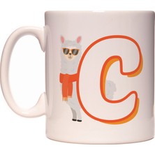 Rock'n Fox C Harfi Lama  Tasarım Desenli Harfli Kupa Bardak