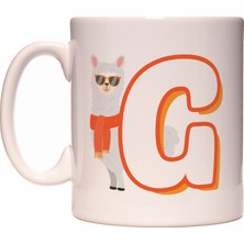 Rock'n Fox G Harfi Lama  Tasarım Desenli Harfli Kupa Bardak