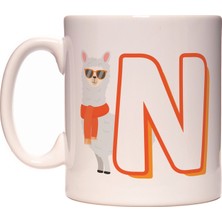 Rock'n Fox N Harfi Lama  Tasarım Desenli Harfli Kupa Bardak