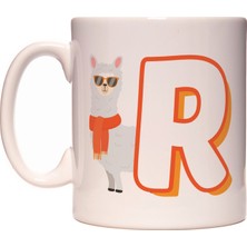 Rock'n Fox R Harfi Lama  Tasarım Desenli Harfli Kupa Bardak