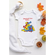 Limon Şekerde Bi Yere Kadar Desenli Kısa Kol Body