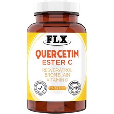 FLX 120 Tablet Kuersetin Quercetin Kuşburnu Magnezyum Ester C Vitaminini Vitamin D Resveratrol Bromelain Complex