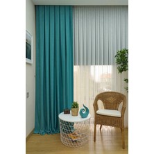 Evdepo Home Açık Petrol Düz Renk Pileli Soft Fon Perde, 1/3 Sık Pile, Tek Kanat 50 x 240 cm