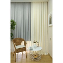 Evdepo Home Krem Düz Renk Pileli Soft Fon Perde, 1/3 Sık Pile, Tek Kanat 50 x 240 cm