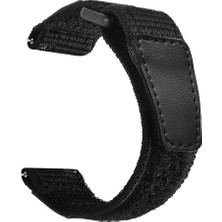 AktarMobile Samsung Galaxy Watch 3 45 mm Uyumlu Spor Örgü Kordon Hasır Kumaş Cırtlı Kayış Velcrosiyah