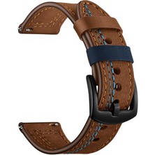 AktarMobile Samsung Gear S2 Uyumlu Deri Kordon Spor Dikişli Deri Kayışkahverengi