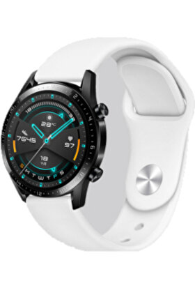 Yonaga Huawei Gt / Gt 2 - Honor Magic Watch 2 46MM - Samsung Gear Watch 46MM Silikon Kordon Kayış A+ Kalitebeyaz