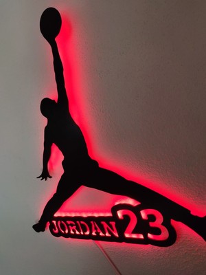 Dekoraven Michael Jordan LED Işıklı Ahşap Dekoratif Tablo
