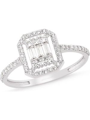 Altın Sepeti Altınsepeti Beyaz Altın Baget Yüzük