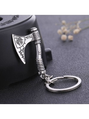 Viking Iskandinav Valknut Triquetra Kolovrat Nordik Figürleri & Sembolleri Balta Çelik Anahtarlık