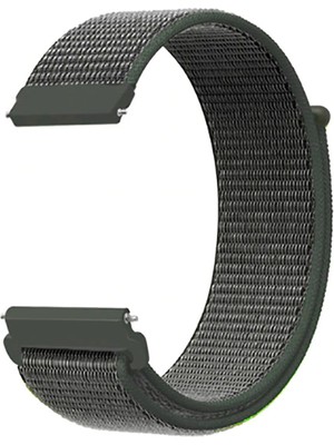 Case Street Google Ticwatch S2 Wear Os Kordon Cırtcırt Kumaş Ayarlanabilir Koyu Yeşil