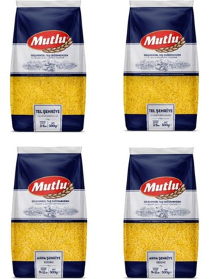 Mutlu Makarna 4'lü Şehriye Paketi 2 Tel Şehriye - 2 Arpa Şehriye 2 kg Aromasız Lezzet