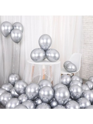 Bal10 Dünyası Gümüş Krom Balon 50 Adet