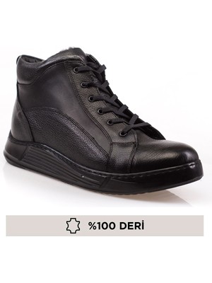 Depderi Deri Içi Kürklü Fermuarlı Erkek Deri Bot