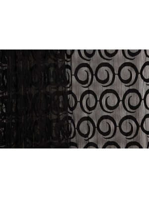 Akça Tekstil Vakko Model Siyah Renk İp Perde Hazır Düğmeleri Dikilmiş İp Perde 300 x 270 cm.