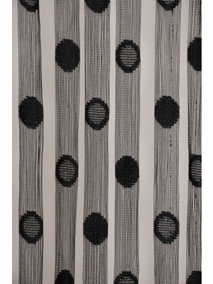 Akça Tekstil Küçük Puanlı Model Siyah Renk İp Perde Hazır Düğmeleri Dikilmiş İp Perde 300 x 280 cm.