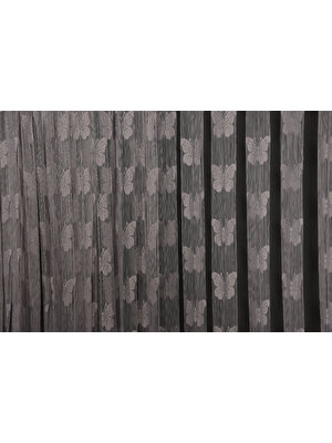 Akça Tekstil Kelebek Model Gri Renk İp Perde Hazır Düğmeleri Dikilmiş İp Perde 300 x 270 cm.