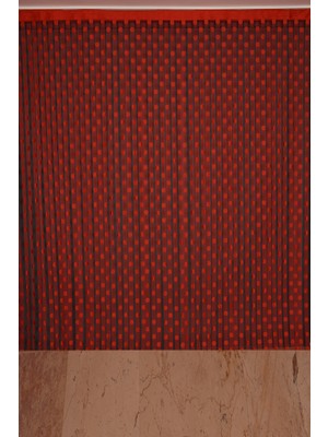 Akça Tekstil Puanlı Model Kırmızı Renk İp Perde Hazır Düğmeleri Dikilmiş İp Perde 300 x 270 cm.