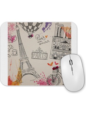 Baskı Dükkanı Paris Eyfel Kulesi Uçan Balon Mouse Pad