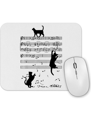 Baskı Dükkanı Notalar Müzik Cat Kedi Komik Mouse Pad