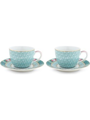 Pip Studio Blushing Birds Mavi Porselen Kahve Fincan Seti 120 Ml