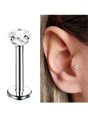 Bylin Cerrahi Çelik Kalp Labrent Piercing Gümüş Rengi - 8 mm