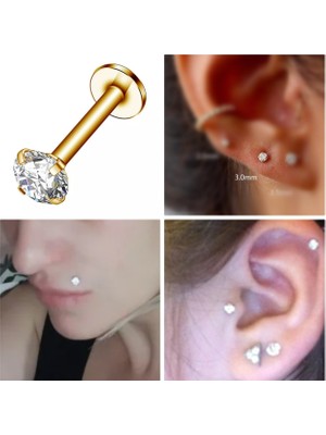 Bylin Cerrahi Çelik Labrent Piercing 8 mm - Gümüş Rengi - Yıldız