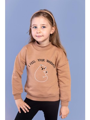 Toontoy Kids Toontoy Kız Çocuk Nakışlı Balıkçı Yaka Pamuklu Sweatshirt