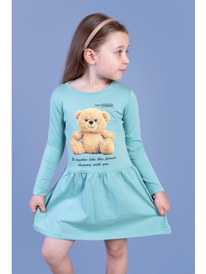 Toontoy Kids Toontoy Kız Çocuk Ayıcık Baskılı Elbise
