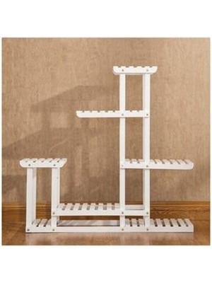 Dembey Ahşap Atölye Saksı Standı Saksılık Kitaplık Çiçeklik Raf Stand Beyaz Çiçeklik Modelleri No6