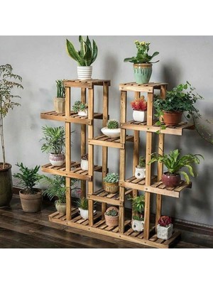 Dembey Ahşap Atölye Ahşap Çiçeklik Kitaplık Saksılık Balkon Bahçe Standı No8