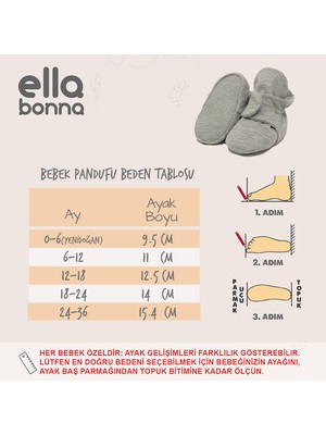 Ella Bonna Organik Pamuk Bebek Patiği, Kaydırmaz Taban, Pamuklu Yenidoğan Pandufu Ev Kreş Ayakkabısı