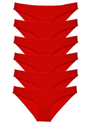 Royaleks 6 Adet Süper Eko Set Likralı Kadın Slip Külot Kırmızı