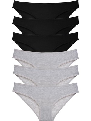 Royaleks 6 Adet Süper Eko Set Likralı Kadın Slip Külot Siyah Gri