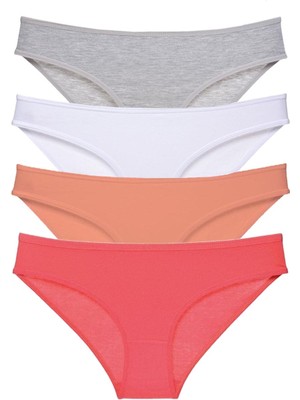 Royaleks 4 Adet Süper Eko Set Likralı Kadın Slip Külot Gri Beyaz Pudra Fuşya