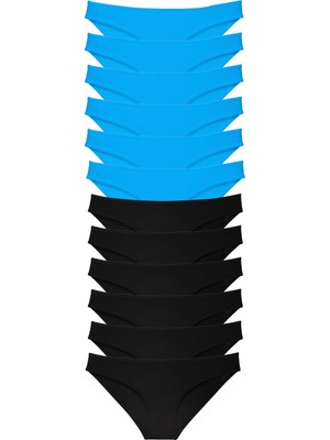 Royaleks 12 Adet Süper Eko Set Likralı Kadın Slip Külot Siyah Mavi