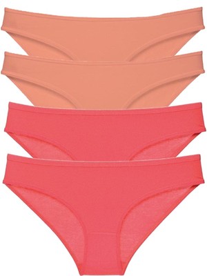 Royaleks 4 Adet Süper Eko Set Likralı Kadın Slip Külot Pudra Fuşya