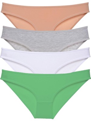 Royaleks 4 Adet Süper Eko Set Likralı Kadın Slip Külot Ten Gri Beyaz Yeşil