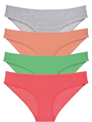 Royaleks 4 Adet Süper Eko Set Likralı Kadın Slip Külot Gri Pudra Yeşil Fuşya