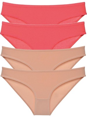 Royaleks 4 Adet Süper Eko Set Likralı Kadın Slip Külot Fuşya Ten