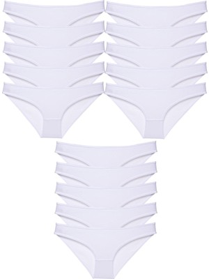 Royaleks 15 Adet Süper Eko Set Likralı Kadın Slip Külot Beyaz